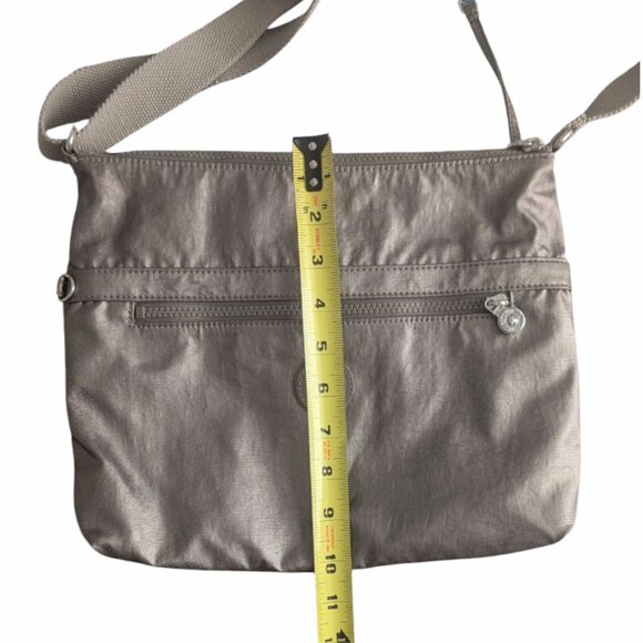 Kipling NWOT Nylon 2 Zipper Pouch Cross-Body Shoulder Bag Gold Metallic Shimmer - Picture 9 of 9